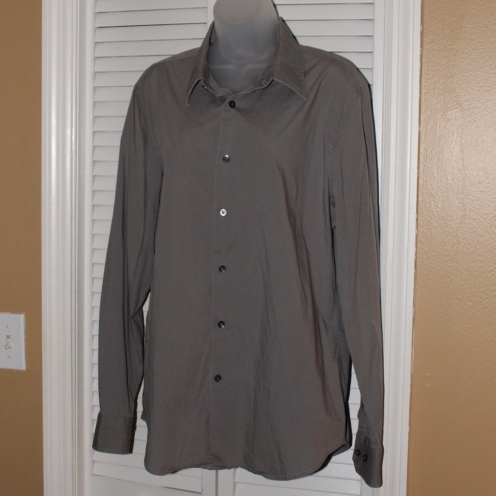 Express solid grey button up